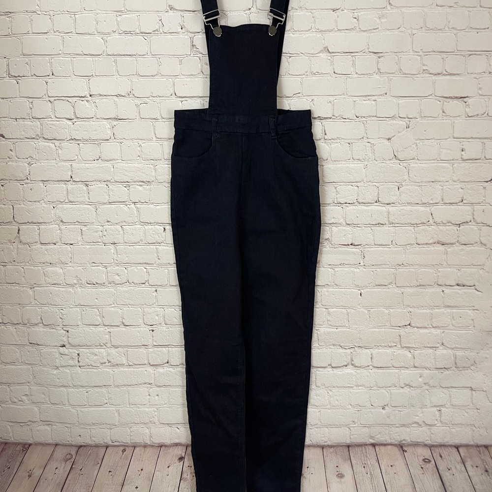NWT Collectif Black Denim Overalls Becca Dungarees size Small UK 10 US 6
